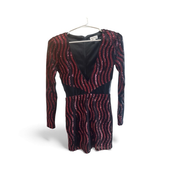 Superdown Red and Black Long Sleeve Dress - Picture 1 of 4